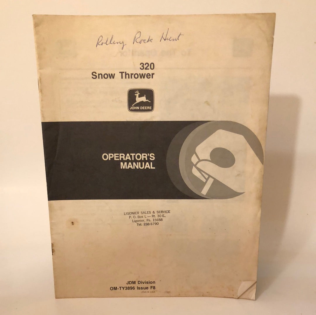 John Deere 320 Snow Thrower _ Operator's Manual