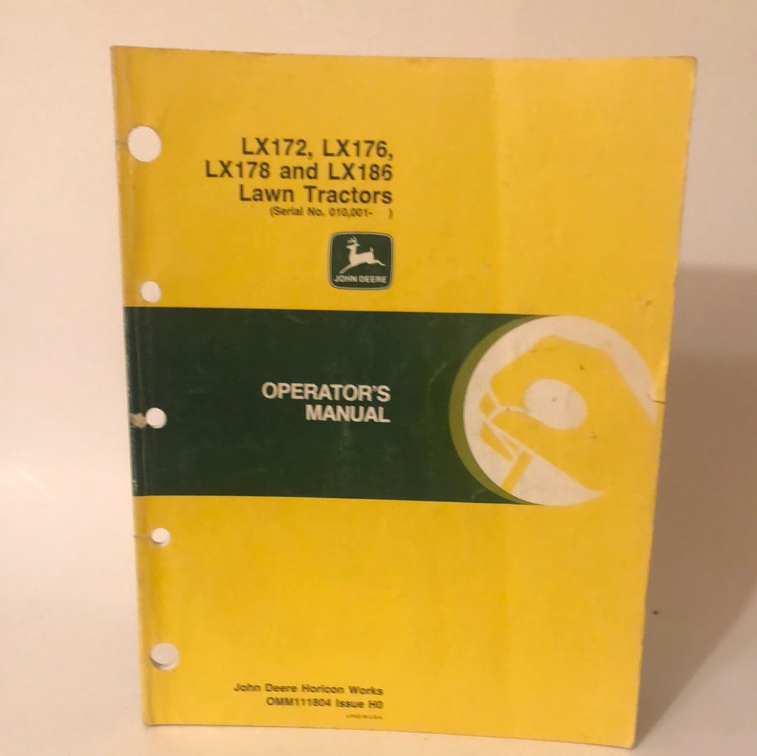 John Deere LX172, LX176, LX178 & LX186 Lawn Tractors _ Operator's Manual