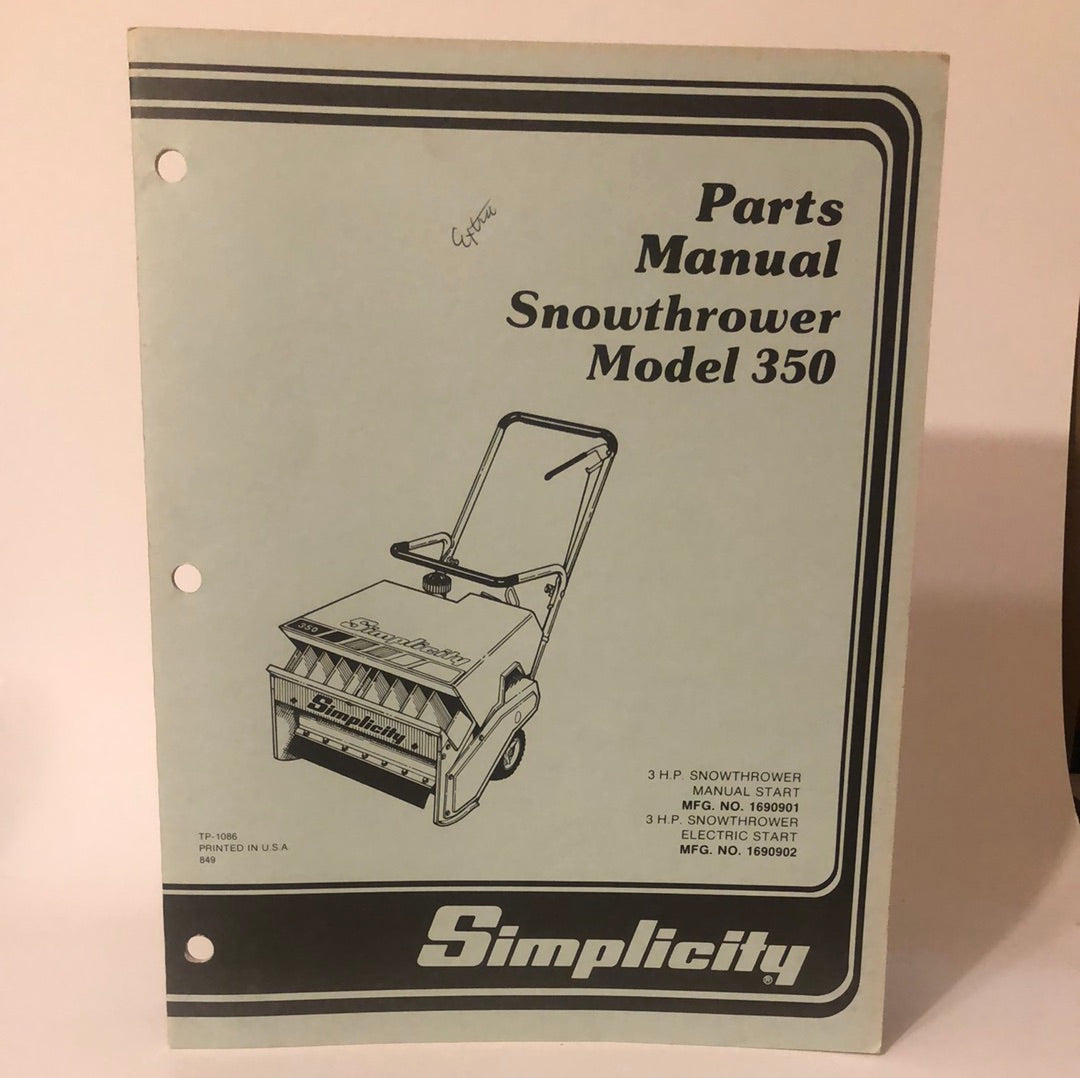 Simplicity Snowbuster Model 350 _ Parts Manual