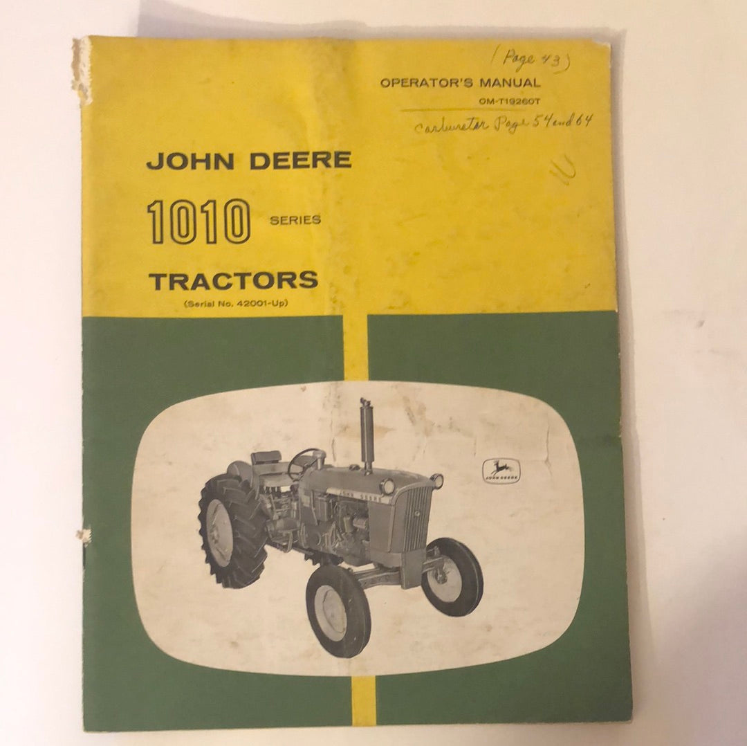 John Deere 1010 Tractors OM-T19269T Operator’s Manual