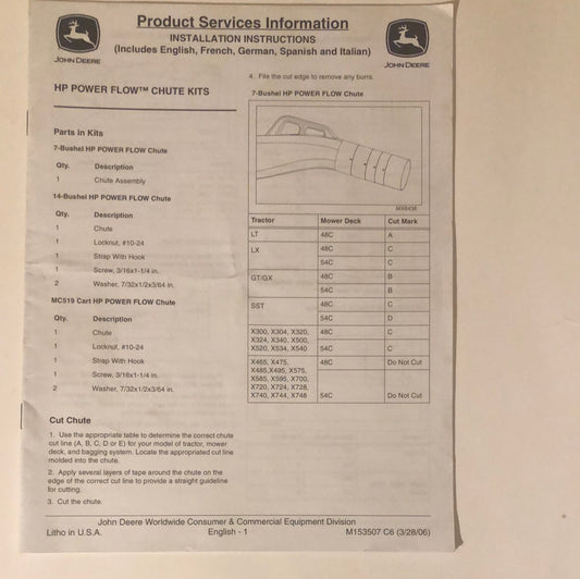 John Deere HP Power Flow Chute Kits _ Product Services Information