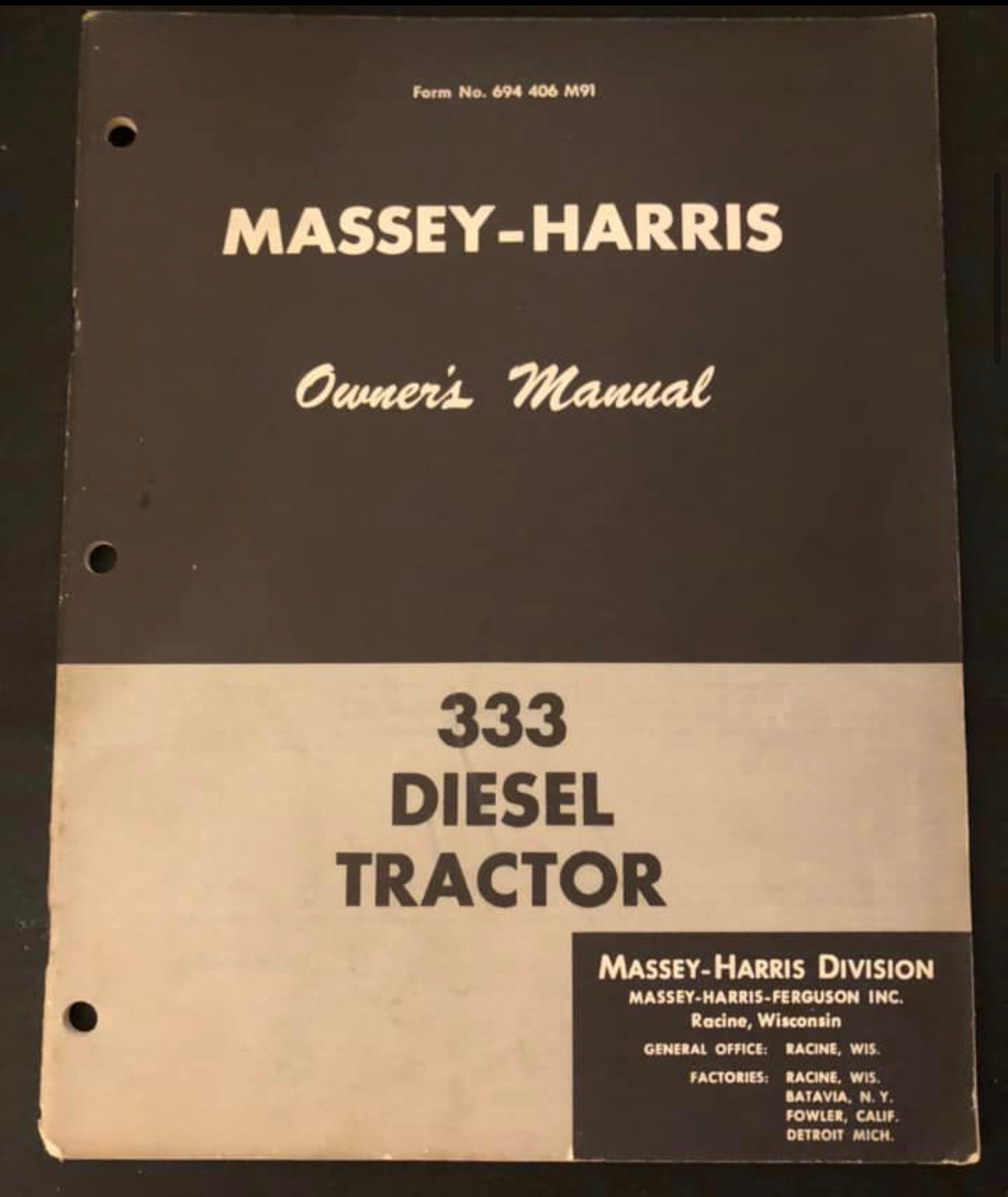 Massey Harris 333 Tractor __ Manual