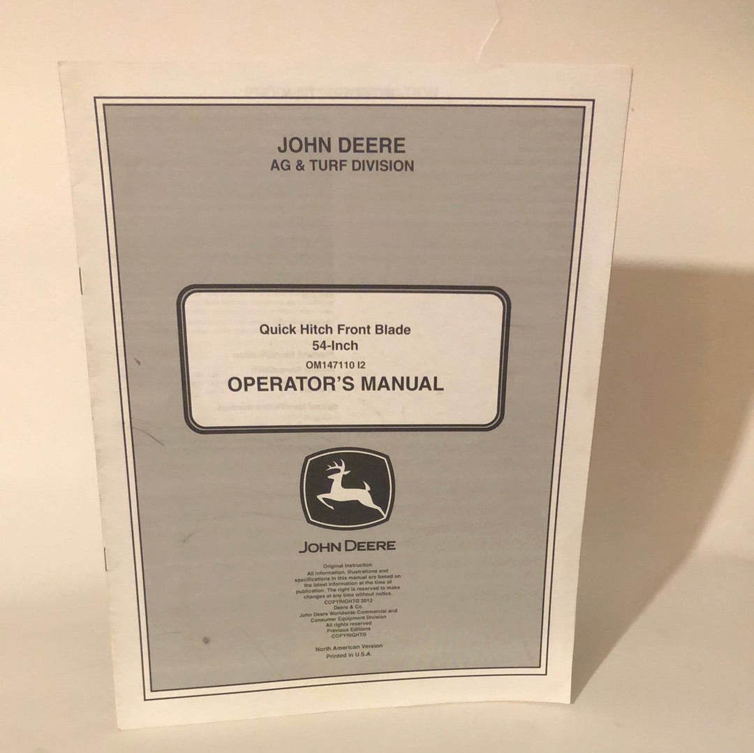 John Deere - Quick Hitch Front Blade 54” Operator’s Manual