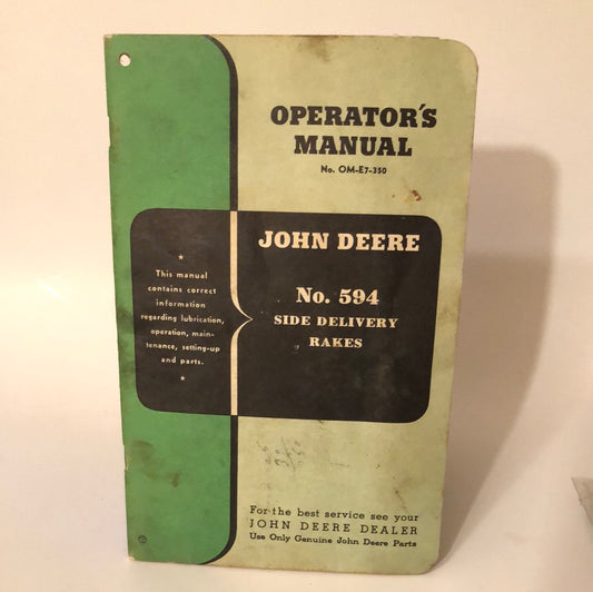 John Deere No 594 Side Delivery Rakes _ Operating Manual