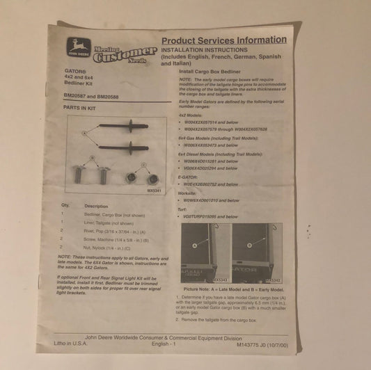 John Deere Gator 4x2 & 6x4 Berliner Kit _ Product Services Information