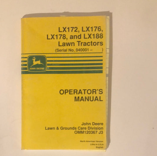 John Deere LX172, LX176, LX178 & LX188 Lawn Tractors _ Operator’s Manual