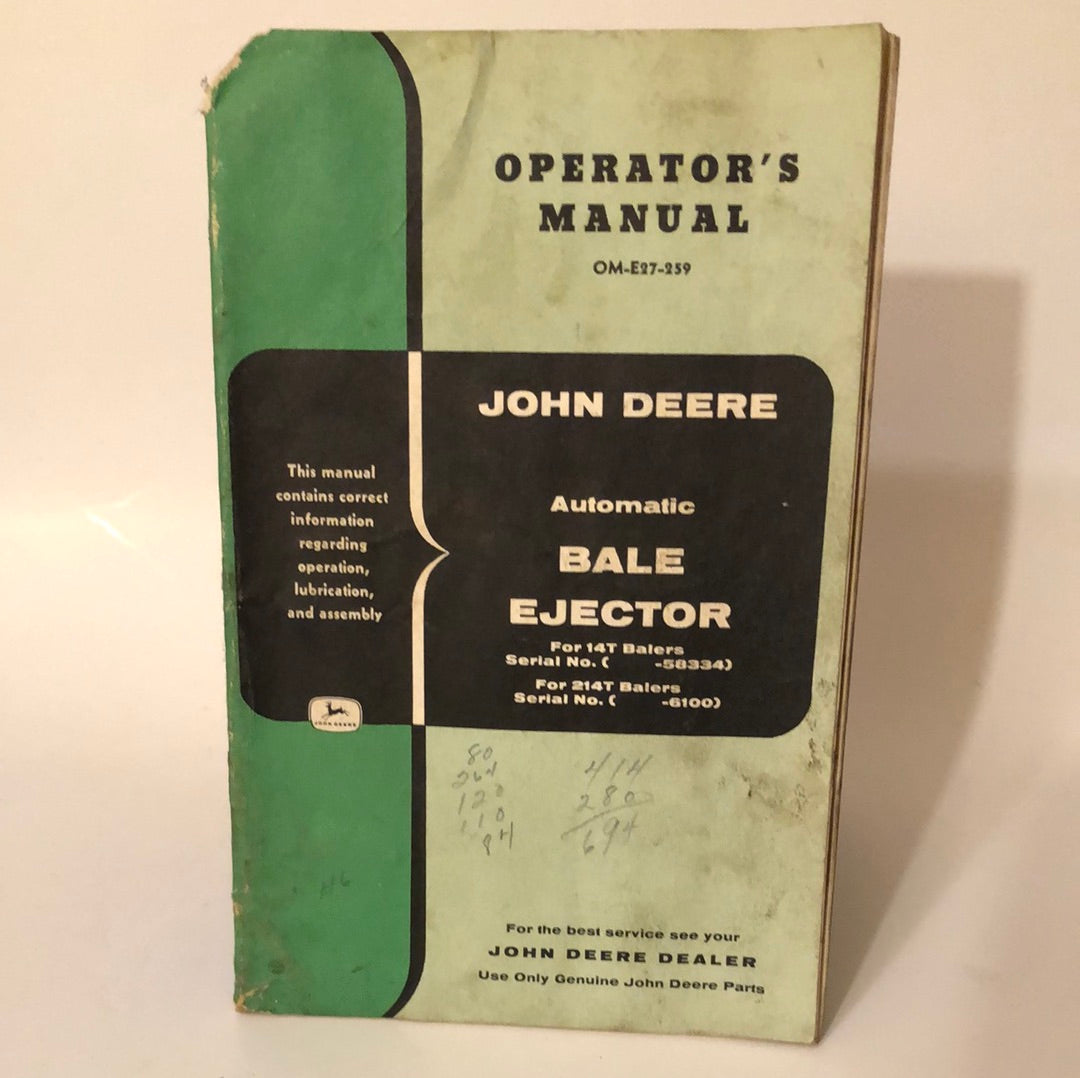 John Deere Automatic Bale Ejector _ Operating Manual