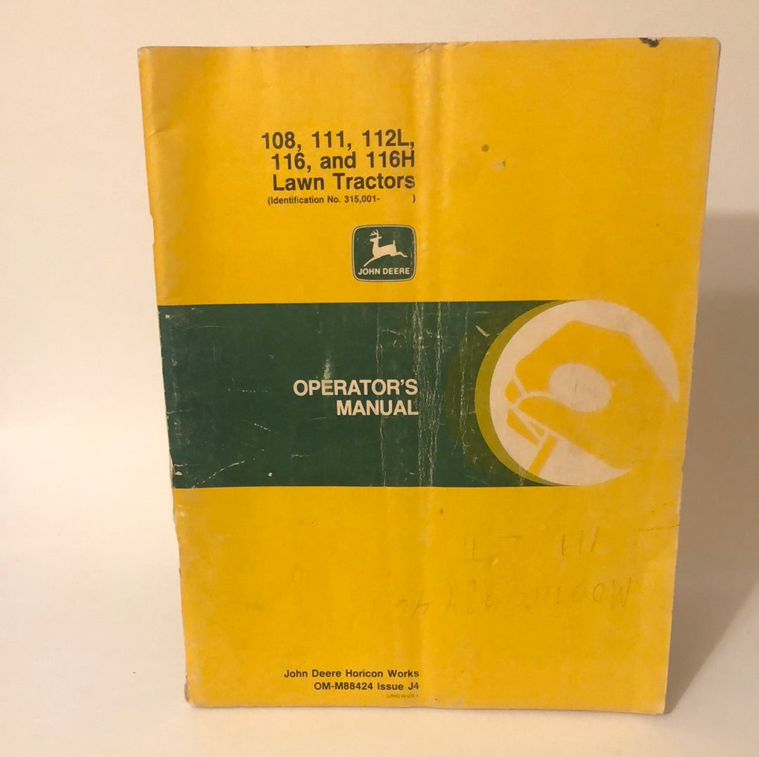 John Deere 108, 111, 112L, 116 & 116H Lawn Tractors _ Operator's Manual