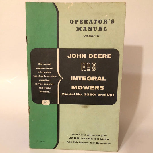 John Deere No 9 Integral Mowers _ Operating Manual