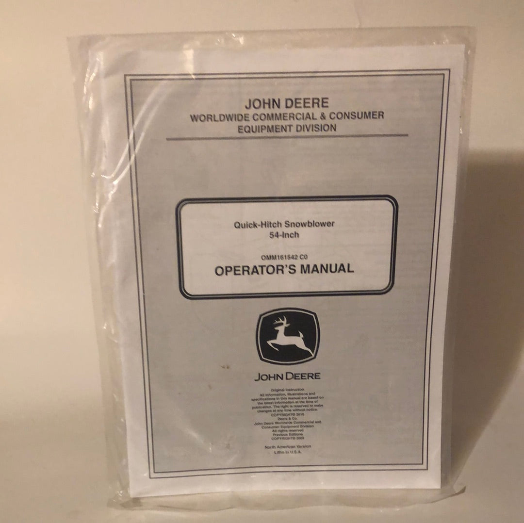 John Deere - Quick-Hitch Snowblower 54” Operator’s Manual