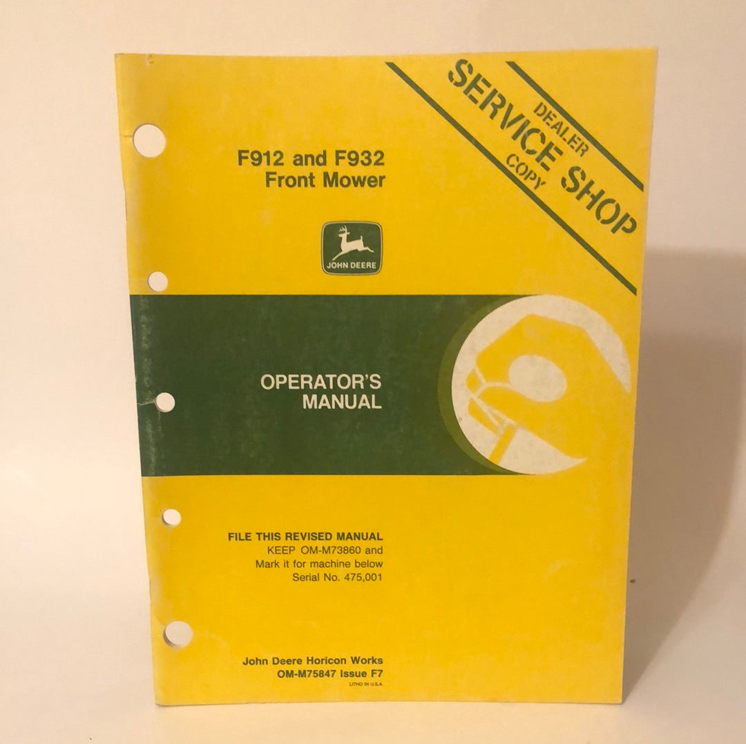 John Deere F912 & F932 Front Mower _ Operator's Manual