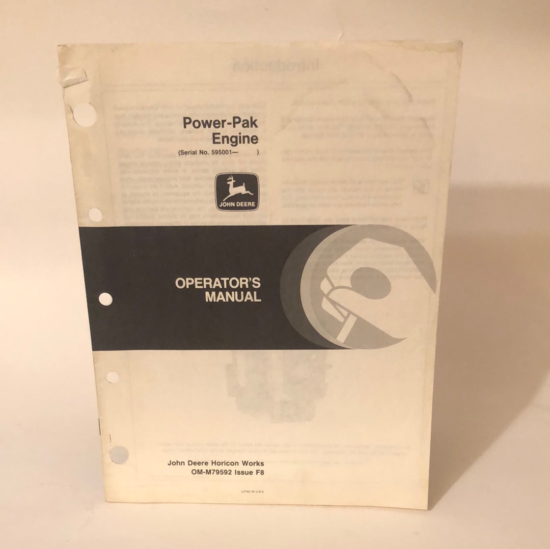 John Deere - Power-Pak Engine OMM79592 F8 Operator’s Manual