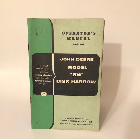 John Deere Model RW Disk Harrow _ Operating Manual