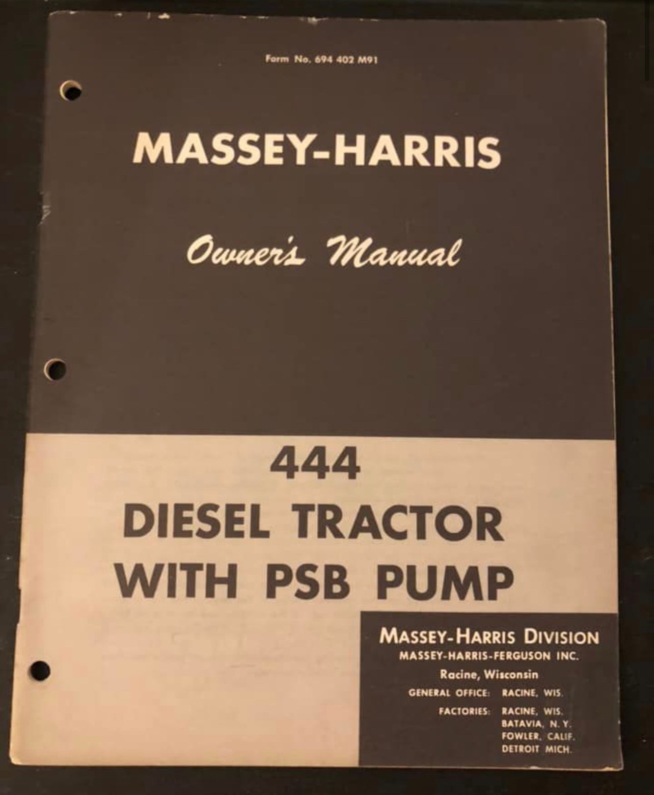 Massey Harris 444 Tractor __ Manual