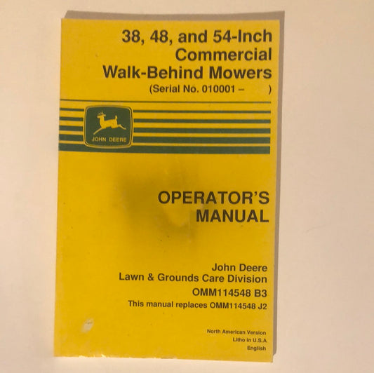 John Deere 38, 48 & 54” Commercial Walk-Behind Mowers _ Operator’s Manual