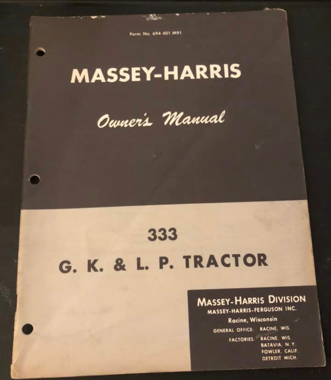 Massey Harris 333 Tractor __ Manual