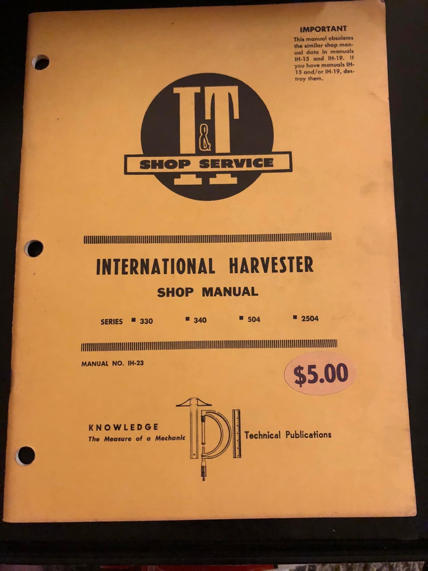 I&T Shop Service - International Harvester manual 330, 340, 504 & 2504