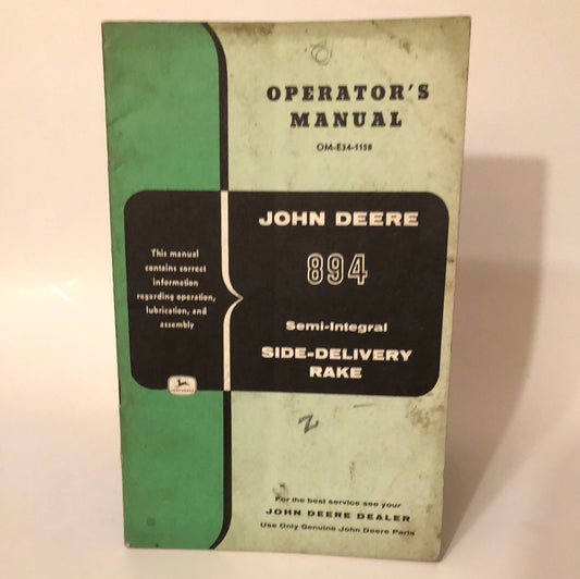 John Deere 894 Semi-Integral Side-Delivery Rake _ Operating Manual