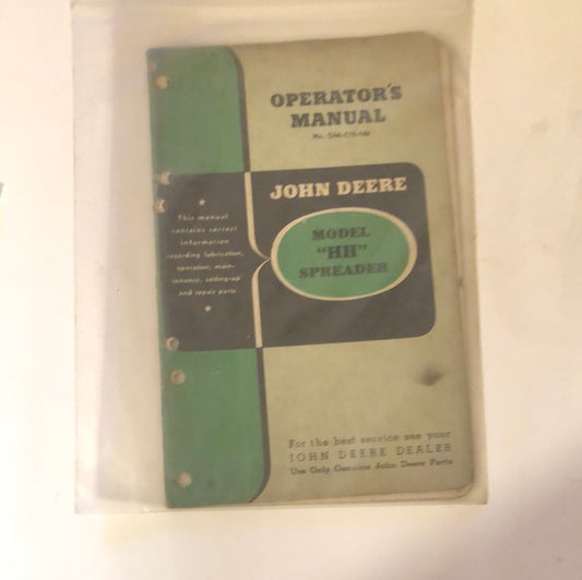 John Deere model HH Spreader OM-C12-147 Operator’s Manual