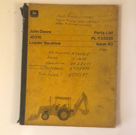 John Deere JD310 Loader Backhoe _ Parts List