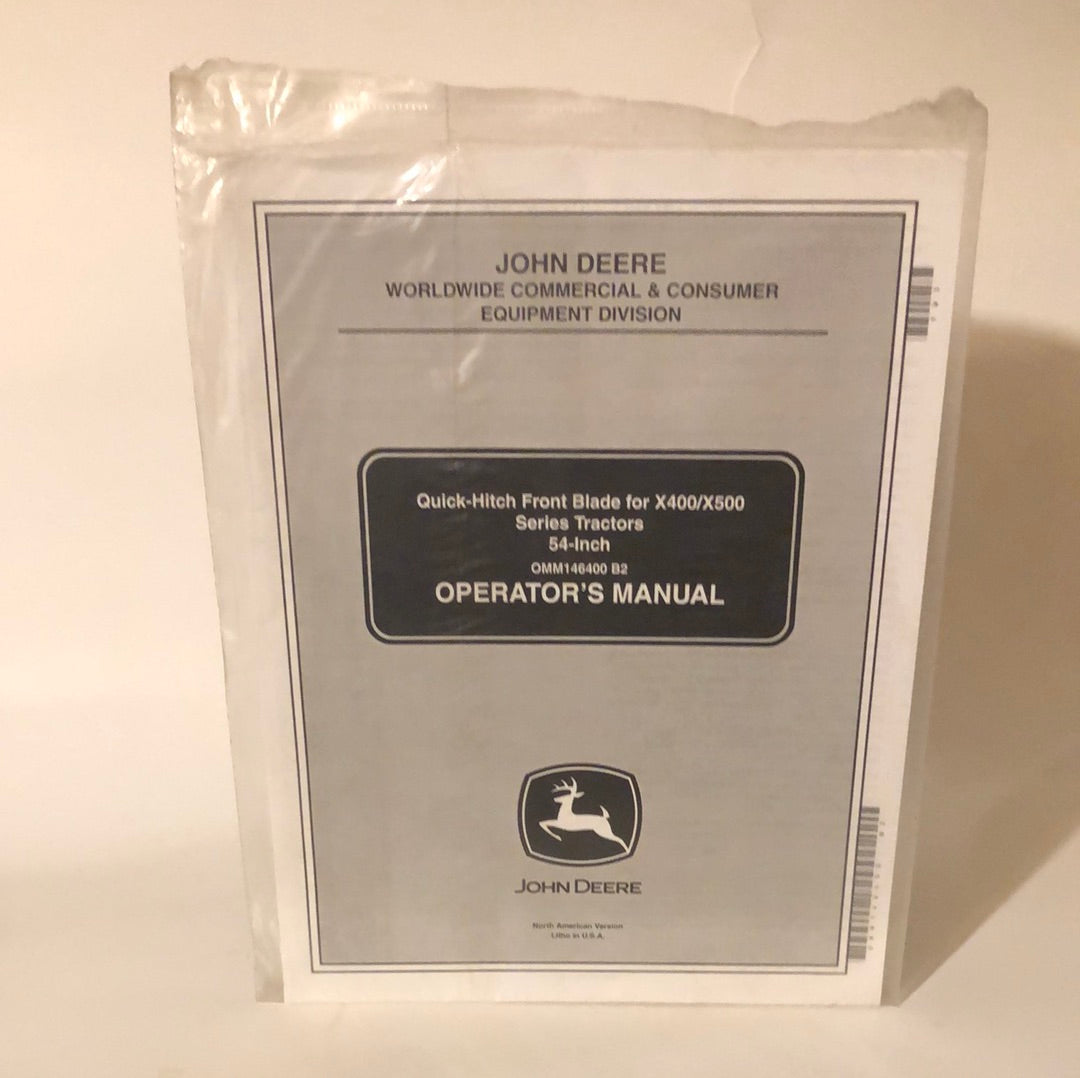 John Deere - Quick Hitch Front Blade for x400/x500 series Tractors 54” Operator’s Manual