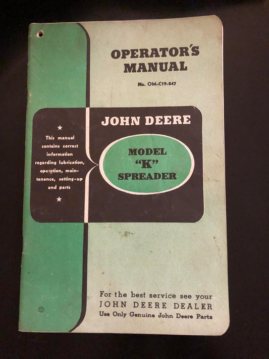 John Deere model K spreader_ Operator's Manual