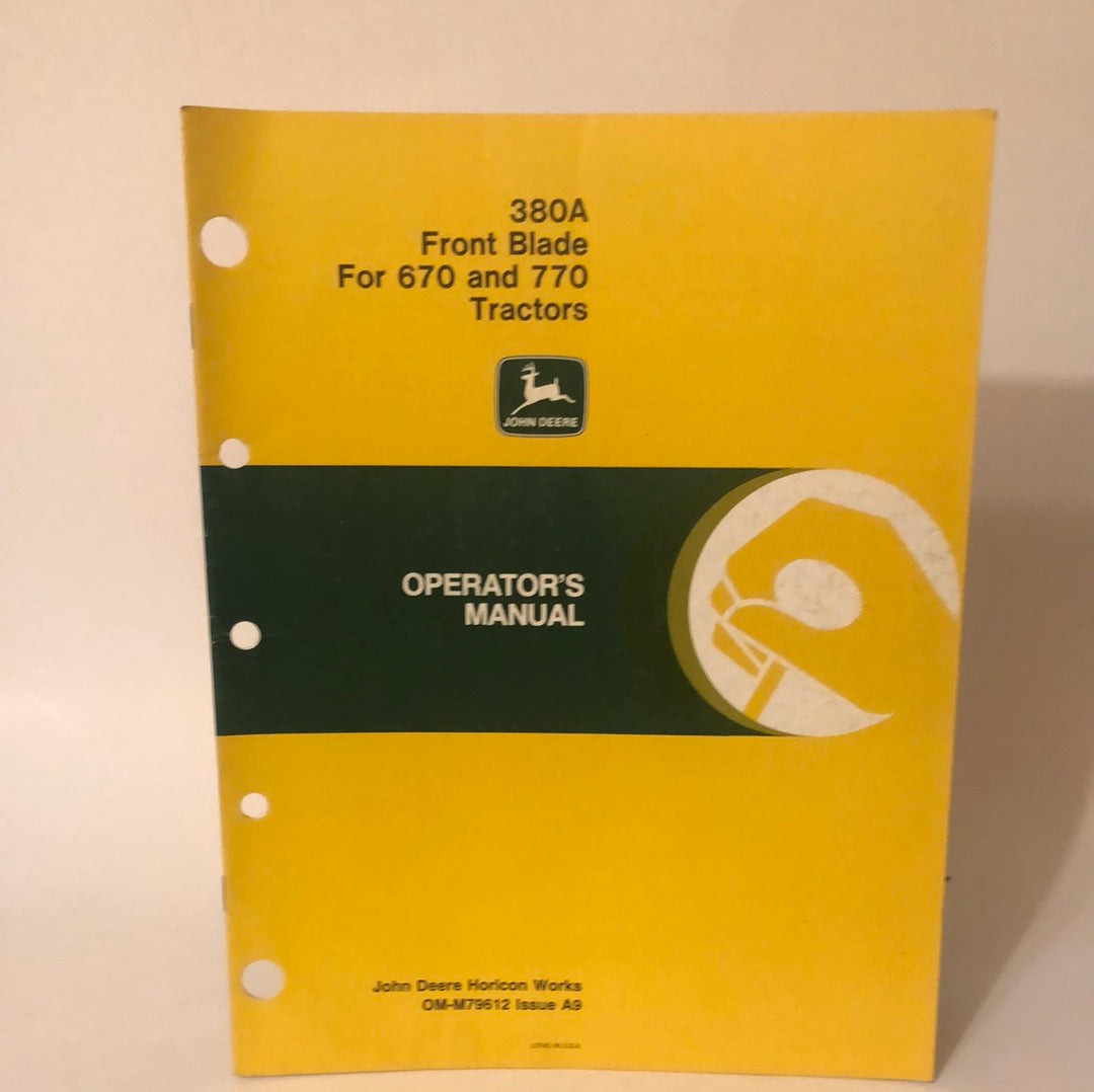 John Deere 380A Front for 670 & 770 Tractors _ Operator's Manual