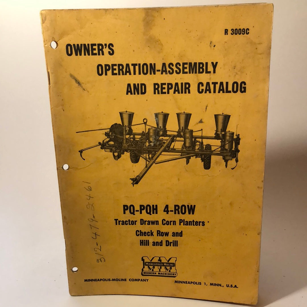 Minneapolis Moline PQ-PQH 4 Row Tractor Drawn Corn Planters - Owner's Assembly-Operation & Repair Catalog