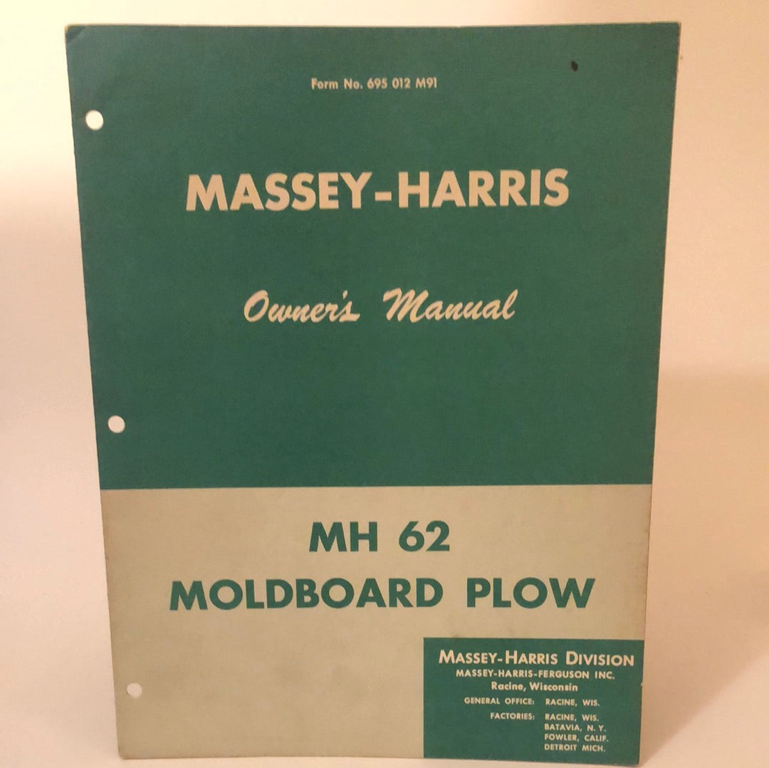 Massey-Harris MH 62 Moldboard Plow - Owner's Manual