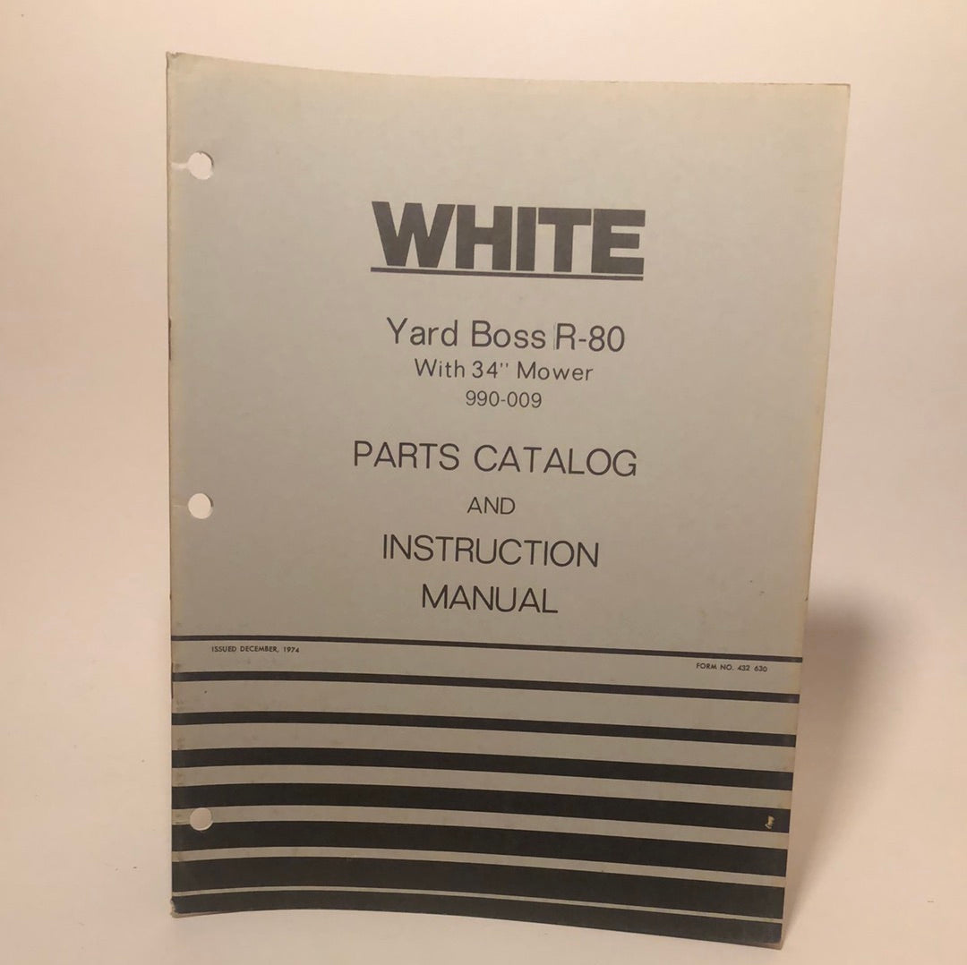 White Yard Boss R-80 with 34” Mower Parts catalog & Instruction manual