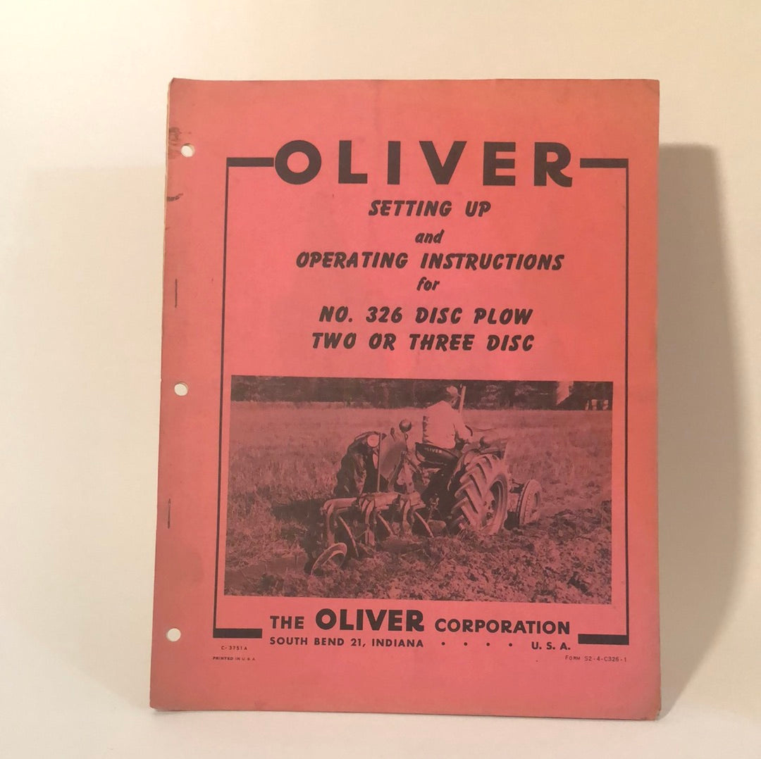 Oliver - Parts Book - No. 326 - 2 or 3 Disc