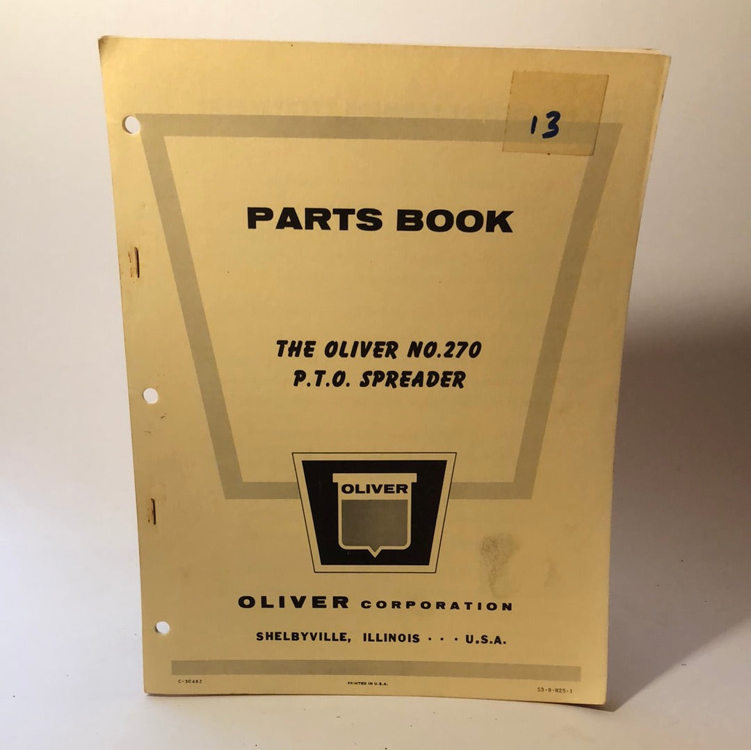 Oliver Parts Book No 270 P.T.O. Spreader