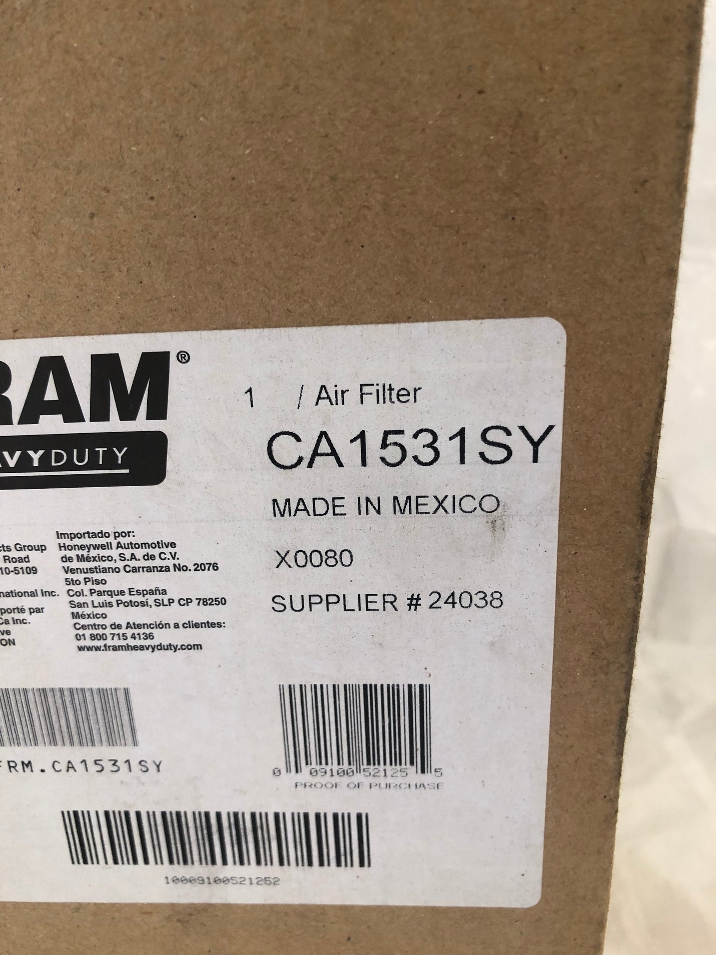 FRAM HD AIR FILTER  - CA1531SY