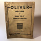 Oliver Parts Book Model AG-6 Crawler Tractor