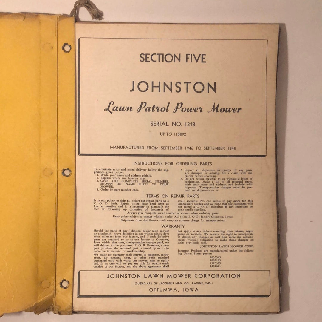 Johnston Master Service Manual & Parts Catalog