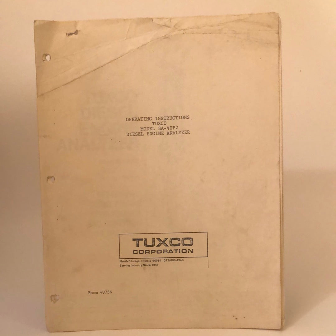 Tuxco Model BA-402P Diesel Engine Analyzer Operating Instructions