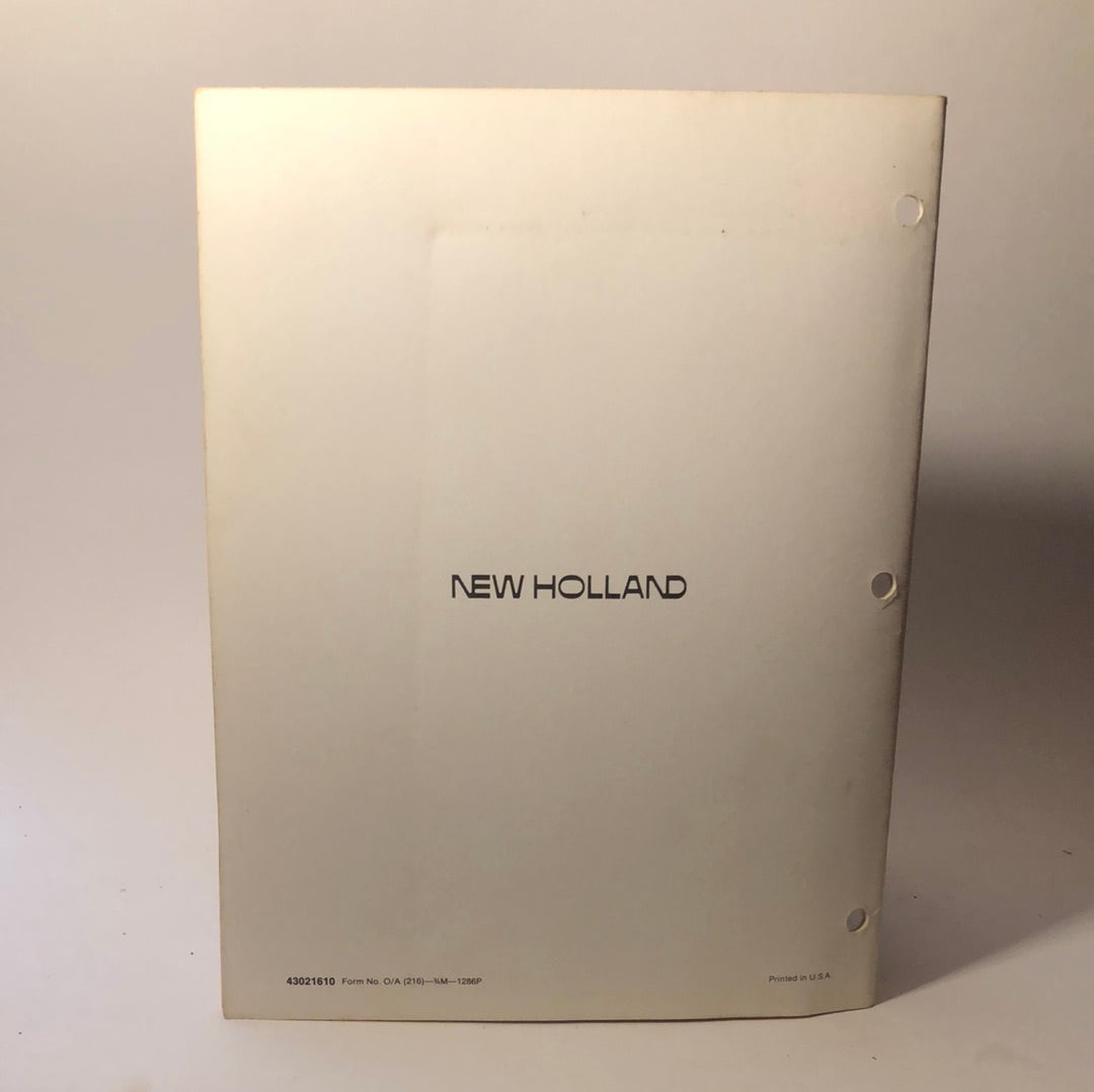 New Holland - Unitized Rake 216 Operator's Manual w/Assembly Information