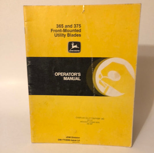 John Deere 365 & 375 Front-Mounted Utility Blades _ Operator's Manual