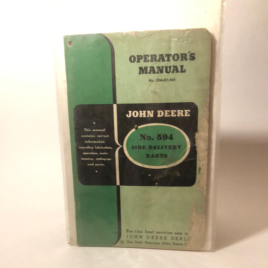 John Deere No 594 Side Delivery Rakes — operator’s manual