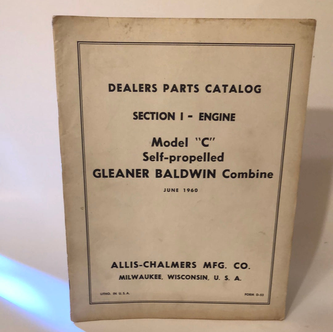 Allis-Chalmers Section 1 Engine Model C Self-propelled Cleaner Baldwin Combine_ Dealers Parts Catalog