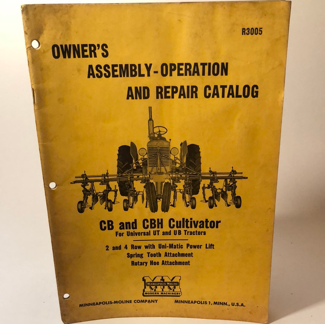 Minneapolis Moline CB & CBH Cultivator - Owner's Assembly-Operation & Repair Catalog