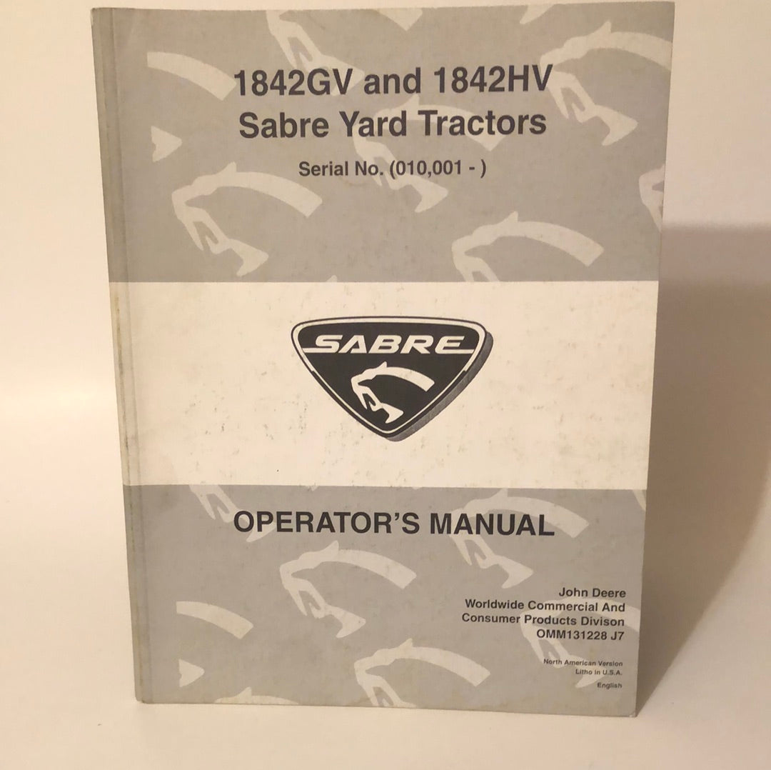 John Deere 1842GV & 1842HV Sabre Yard Tractors includes English & Spanish _ Operator's Manual