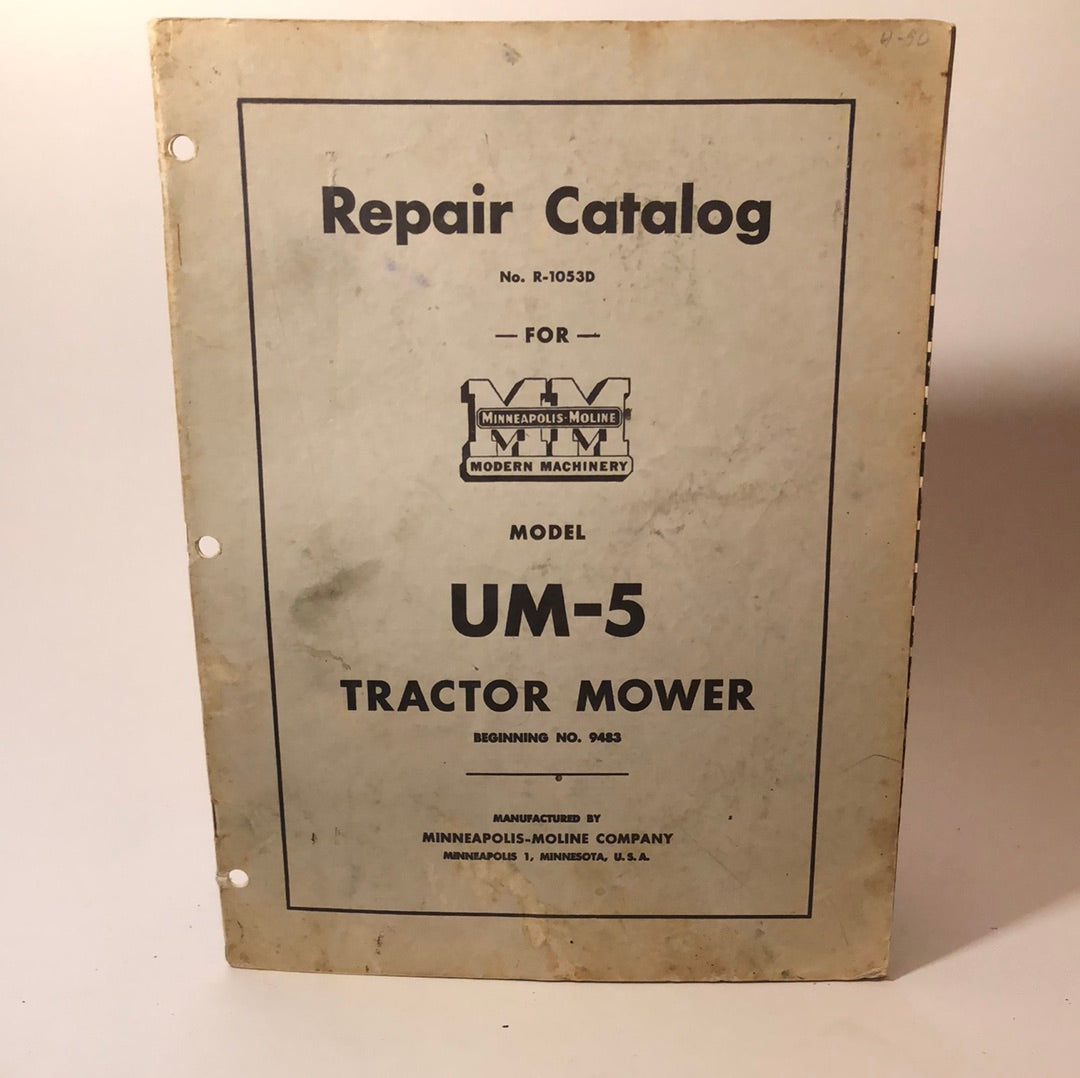 Minneapolis Moline - UM-5 Tractor Mower - Repair Catalog