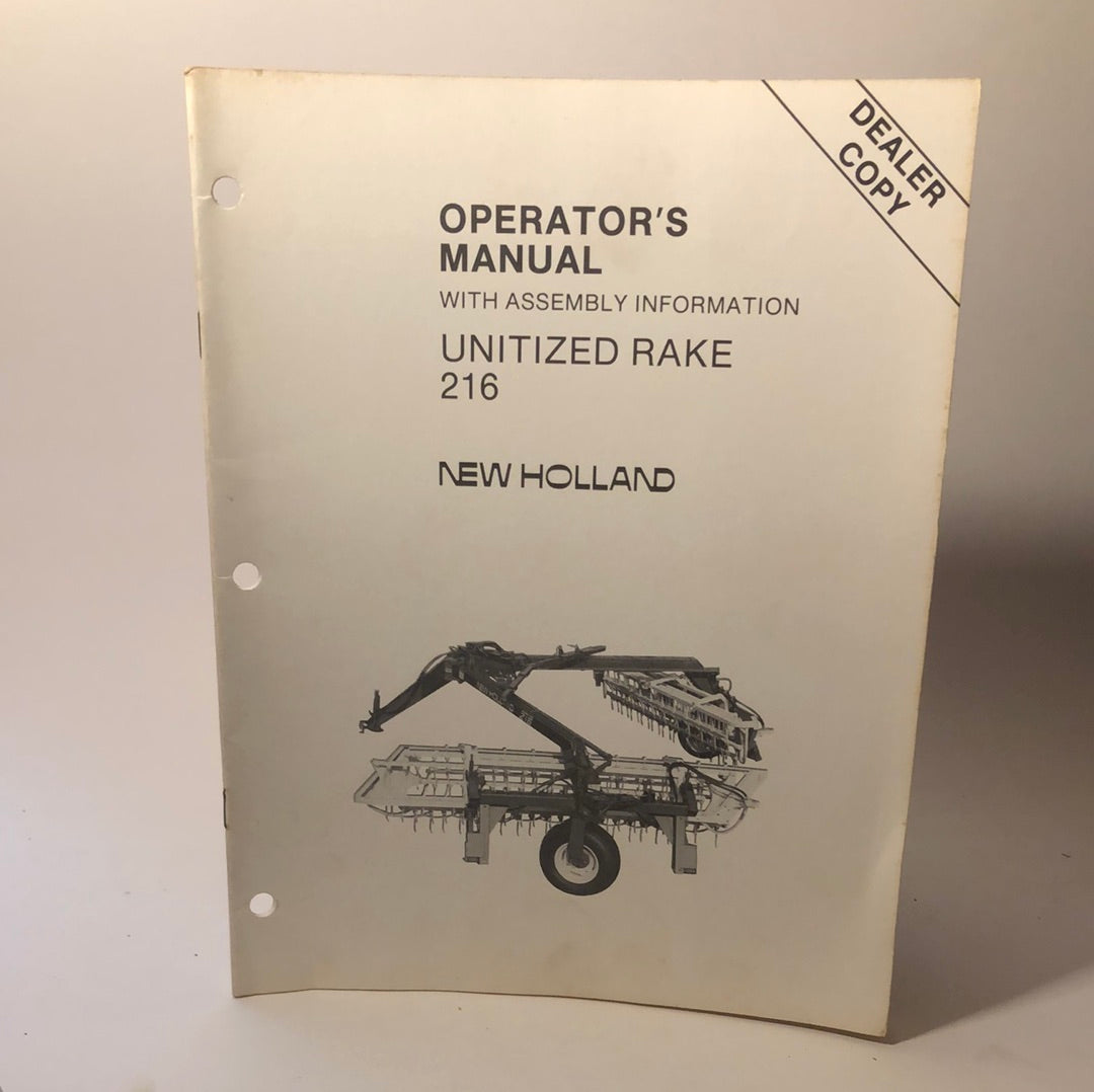 New Holland - Unitized Rake 216 Operator's Manual w/Assembly Information