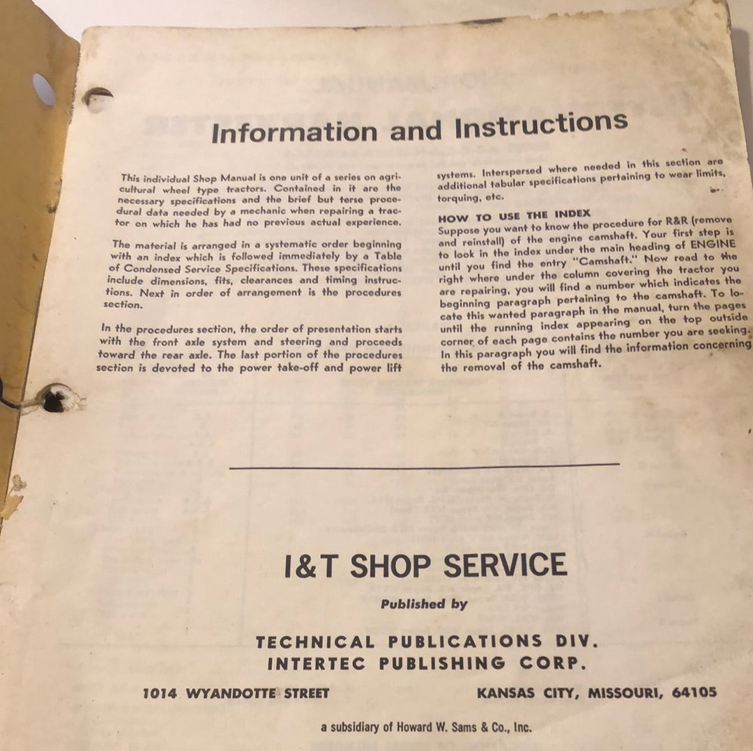 I&T Shop Service - International Harvester manual IH-8