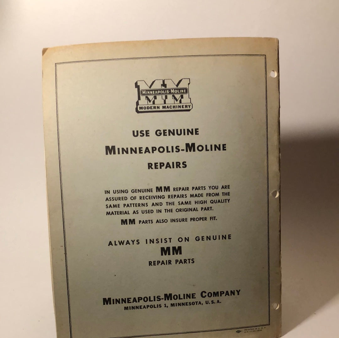 Minneapolis Moline - UM-2-3-4 Series Tractor Mowers - Repair Catalog