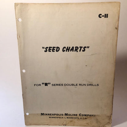 Minneapolis Moline Seed Charts for "R" Series Double Run Drills - C-11 & "P" Series Fluted Feed Drills