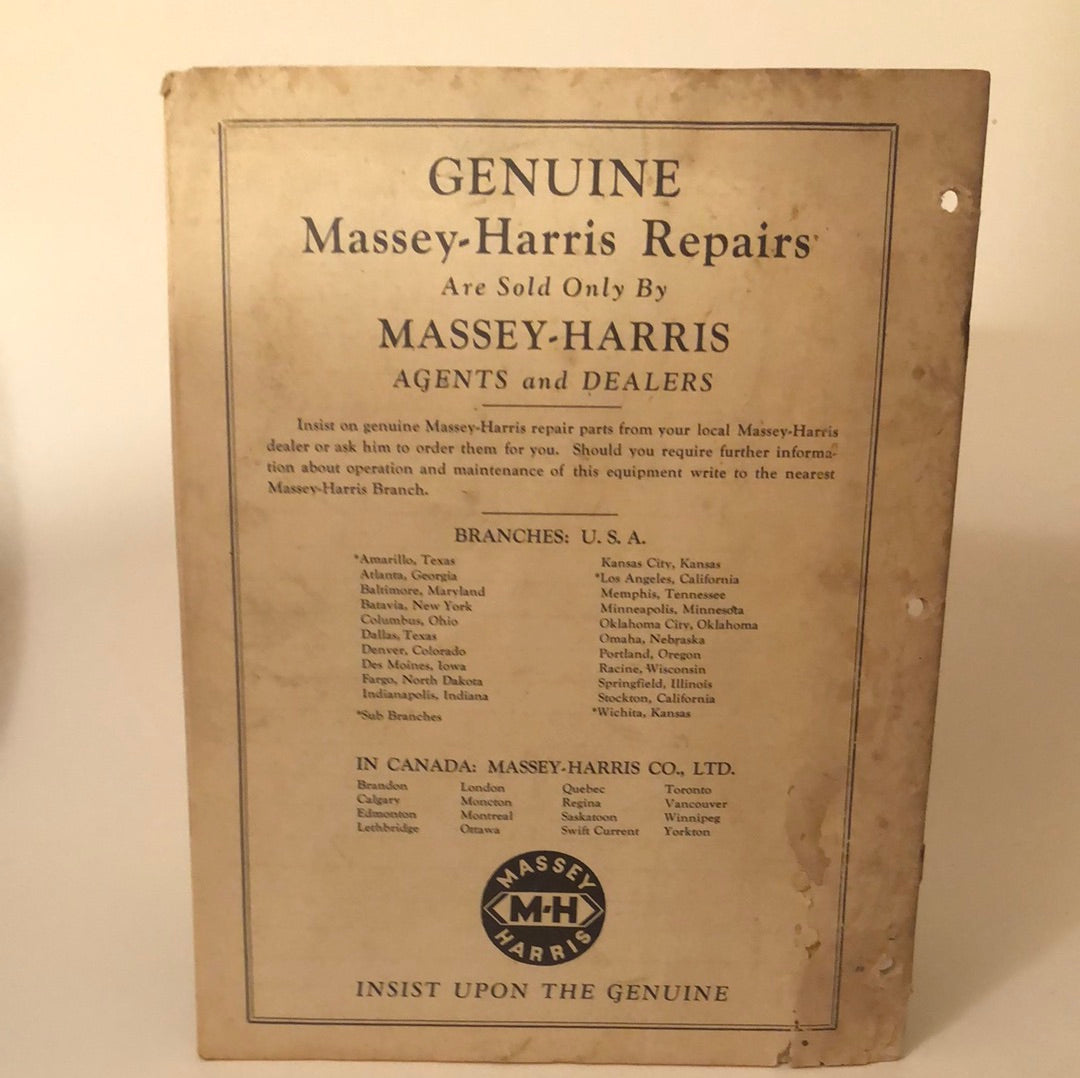 Massey-Harris Cultivators Repair Parts List