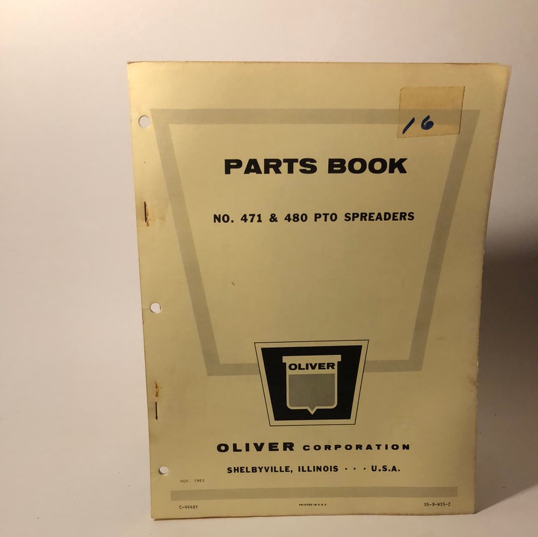 Oliver Parts Book No 471 & 480 PTO Spreaders