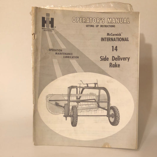 IH McCormick No 14 Side Delivery Rake - Operator's Manual